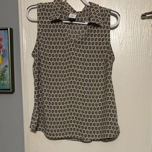 CABi Black and Cream Patterned Blouse